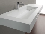 Plan vasque Design, fabrication sur mesure, Largeur 120 à 200 cm x Profondeur 40 à 60 cm, résine minérale ACRYSTONE® SOLID-SURFACE Finition lisse blanc mate, Livraison Offerte et Rapide.